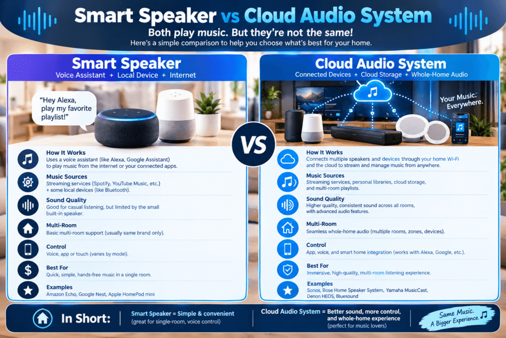 smart speaker vs cloud audio system